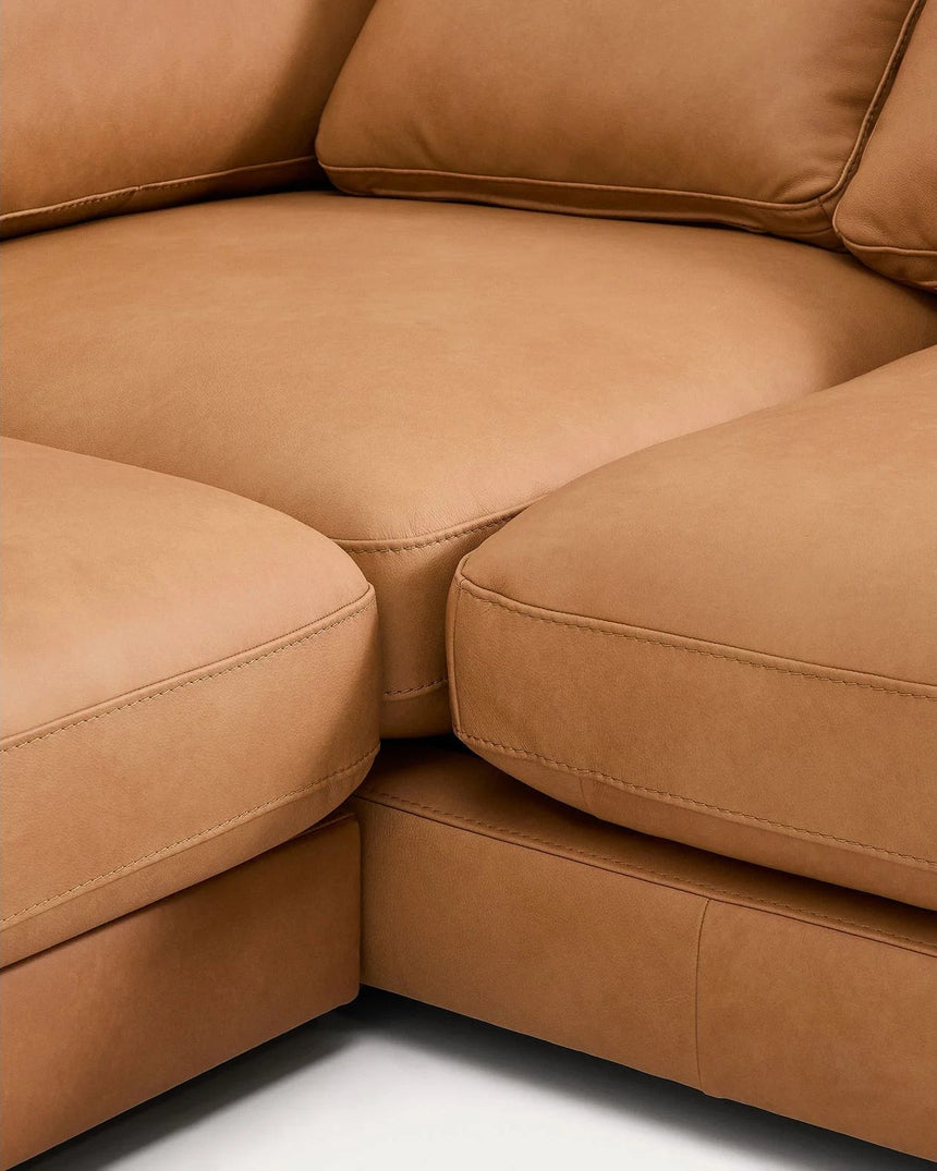 4-Sitzer-Sofa Gala mit Chaiselongue rechts in braunem Leder, 300 cm von Kave Home – Produktbild 8