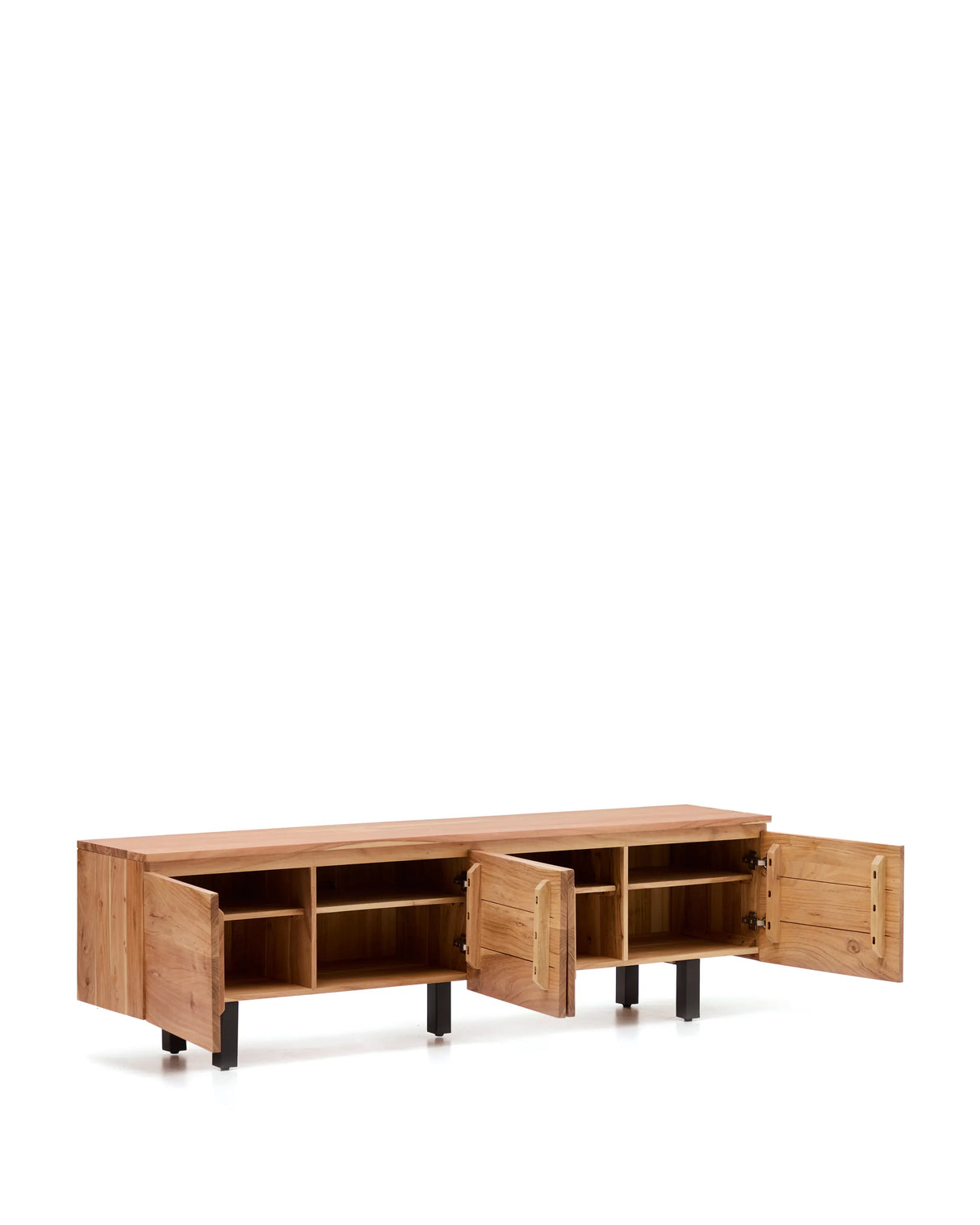 4-türiges TV-Möbel Uxue aus massivem Akazienholz mit gebleichtem Finish 200 x 58 cm von Kave Home – Produktbild 5