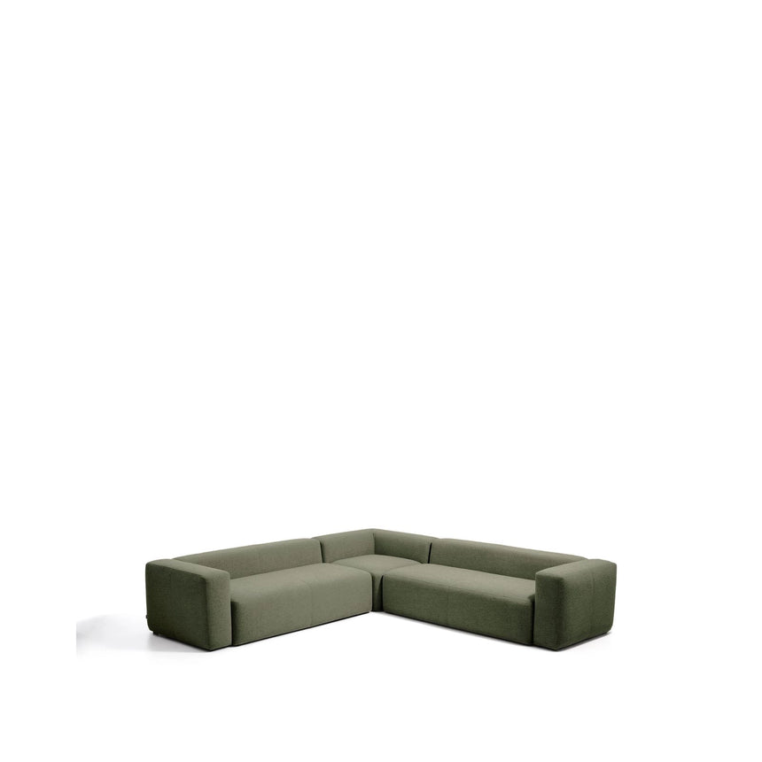 5-Sitzer-Ecksofa Blok in moosgrüner Chenille, 320 x 320 cm, FSC Mix Credit von Kave Home – Bild 3