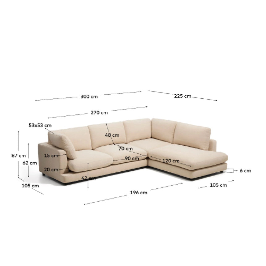 5-Sitzer-Ecksofa Gala mit Randmodul rechts aus beiger Chenille, FSC Mix Credit, 300 x 225 cm von Kave Home – Bild 2
