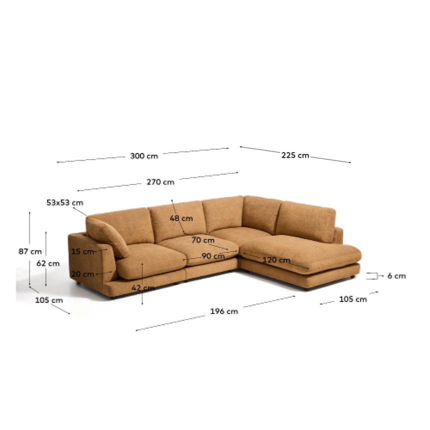 5-Sitzer-Ecksofa Gala mit Randmodul rechts aus senfgelbem Microbouclé, FSC Mix Credit, 300 x 225 cm von Kave Home – Bild 2