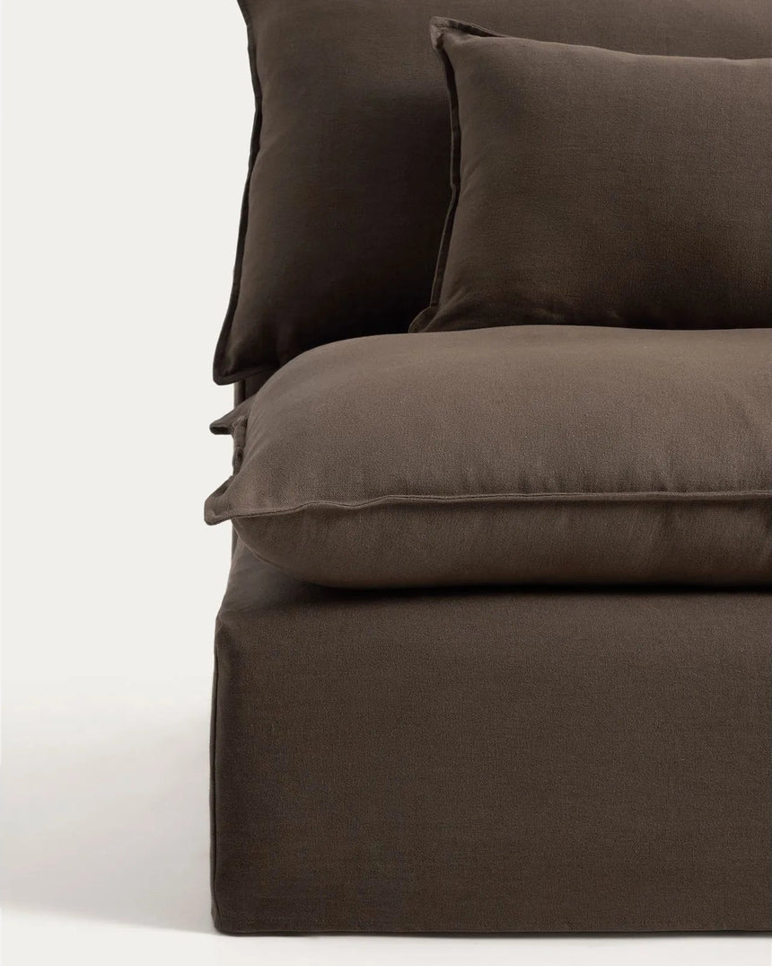 5-Sitzer-Modularsofa Anarela mit abnehmbarem Bezug aus 100 % Leinen in Taupe, 330 cm, FSC Mix Credit von Kave Home – Bild 5