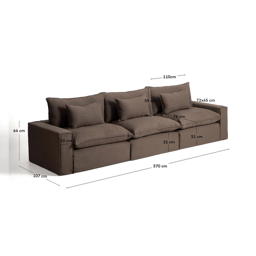 5-Sitzer-Modularsofa Anarela mit abnehmbarem Bezug aus 100 % Leinen in Taupe, 370 cm, FSC Mix Credit von Kave Home – Bild 4
