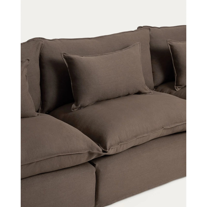 5-Sitzer-Modularsofa Anarela mit abnehmbarem Bezug aus 100 % Leinen in Taupe, 370 cm, FSC Mix Credit von Kave Home – Bild 7