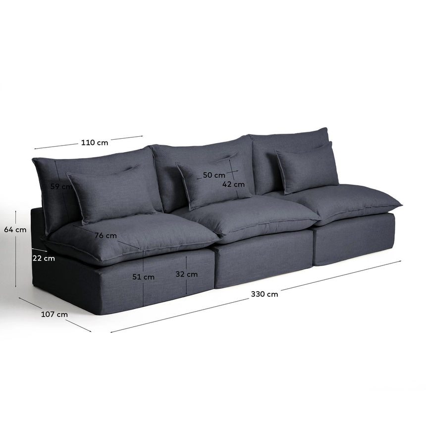 5-Sitzer-Modularsofa Anarela mit abnehmbarem Bezug aus Leinen und Viskose in Dunkelgrau, 330 cm, FSC Mix Credit von Kave Home – Bild 2