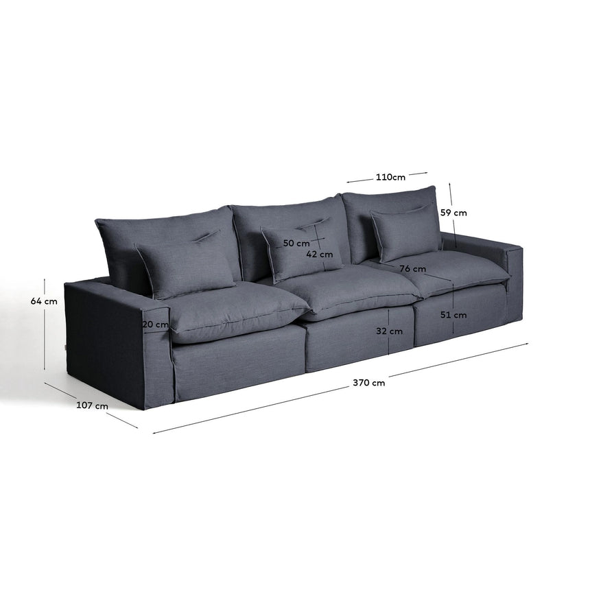 5-Sitzer-Modularsofa Anarela mit abnehmbarem Bezug aus Leinen und Viskose in Dunkelgrau, 370 cm, FSC Mix Credit von Kave Home – Bild 2