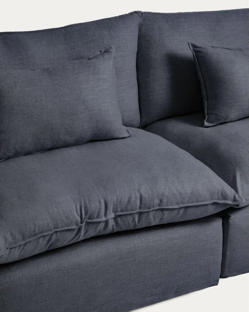 5-Sitzer-Modularsofa Anarela mit abnehmbarem Bezug aus Leinen und Viskose in Dunkelgrau, 370 cm, FSC Mix Credit von Kave Home – Bild 5