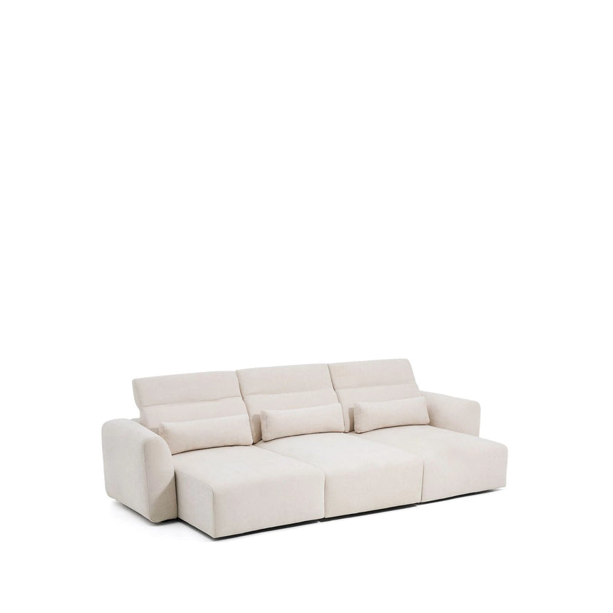 5-Sitzer-Sofa Lares mit elektrisch ausfahrbaren Sitzen und verstellbarer Kopfstütze in beiger Chenille, 335 cm von Kave Home – Produktbild 10