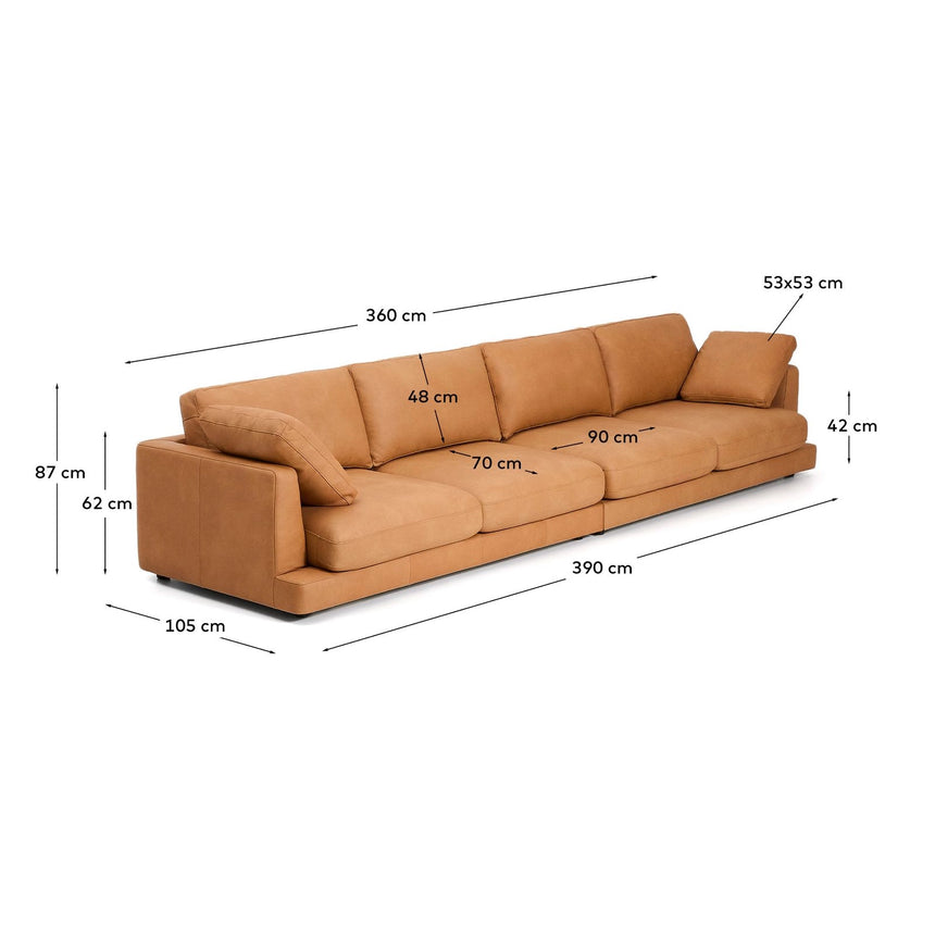 6-Sitzer-Sofa Gala in braunem Leder, 390 cm von Kave Home – Produktbild 4
