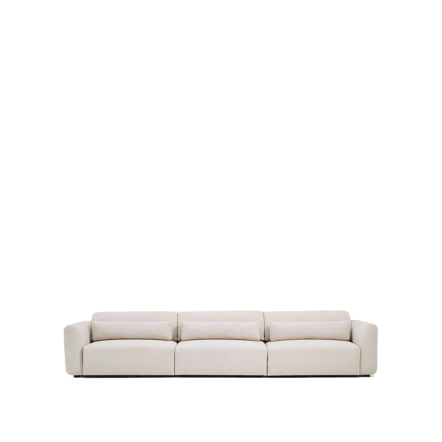 6-Sitzer-Sofa Lares mit elektrisch ausfahrbaren Sitzen und verstellbarer Kopfstütze in beiger Chenille, 410 cm von Kave Home – Produktbild 7