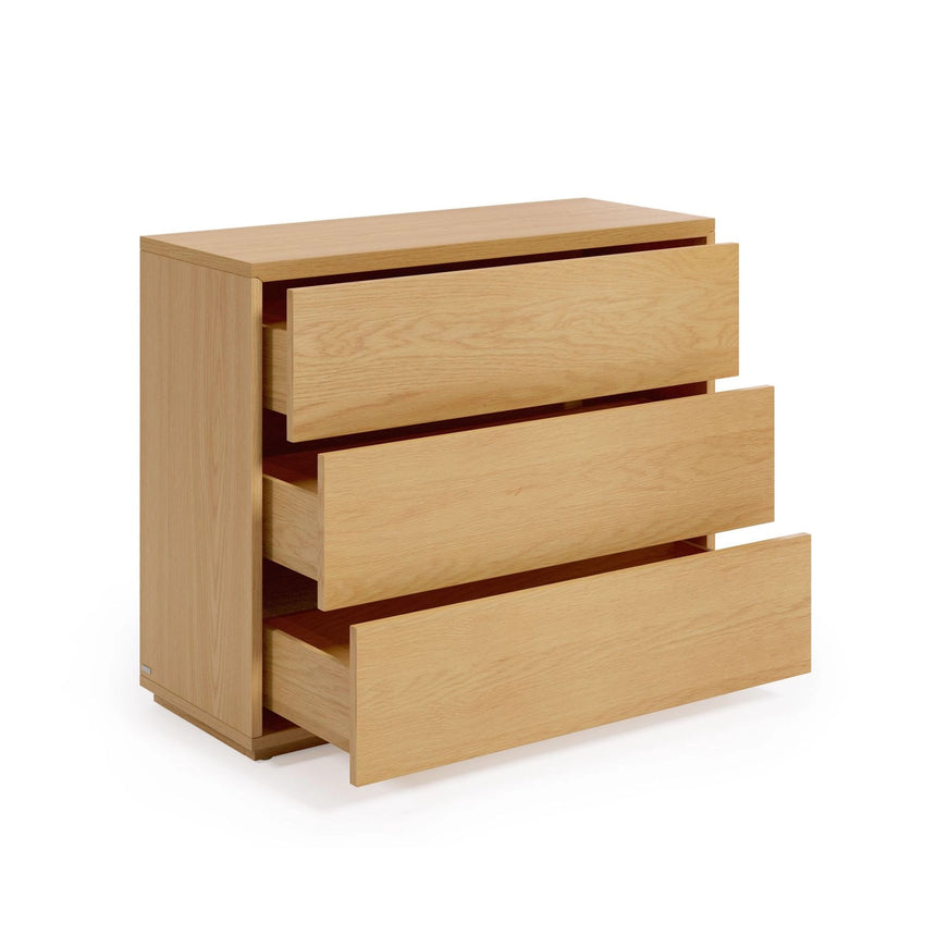 Abilen Kommode mit 3 Schubladen aus Eichenfurnier 90 x 75 cm FSC 100% von Kave Home – Bild 7