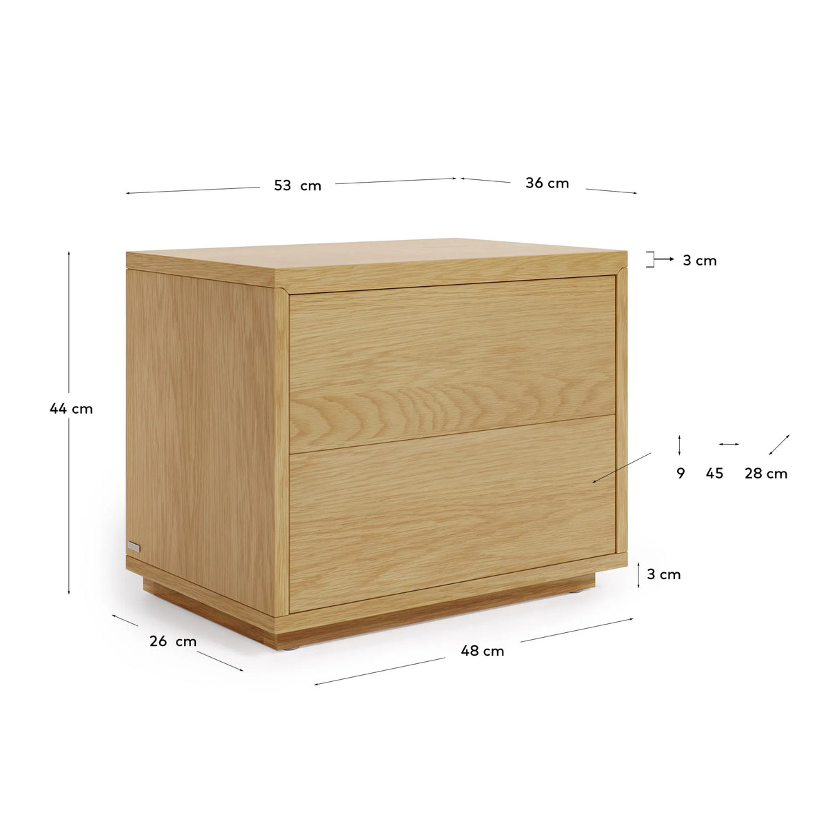 Abilen Nachttisch aus Eichenfurnier 53 x 44 cm FSC 100% von Kave Home – Produktbild 9