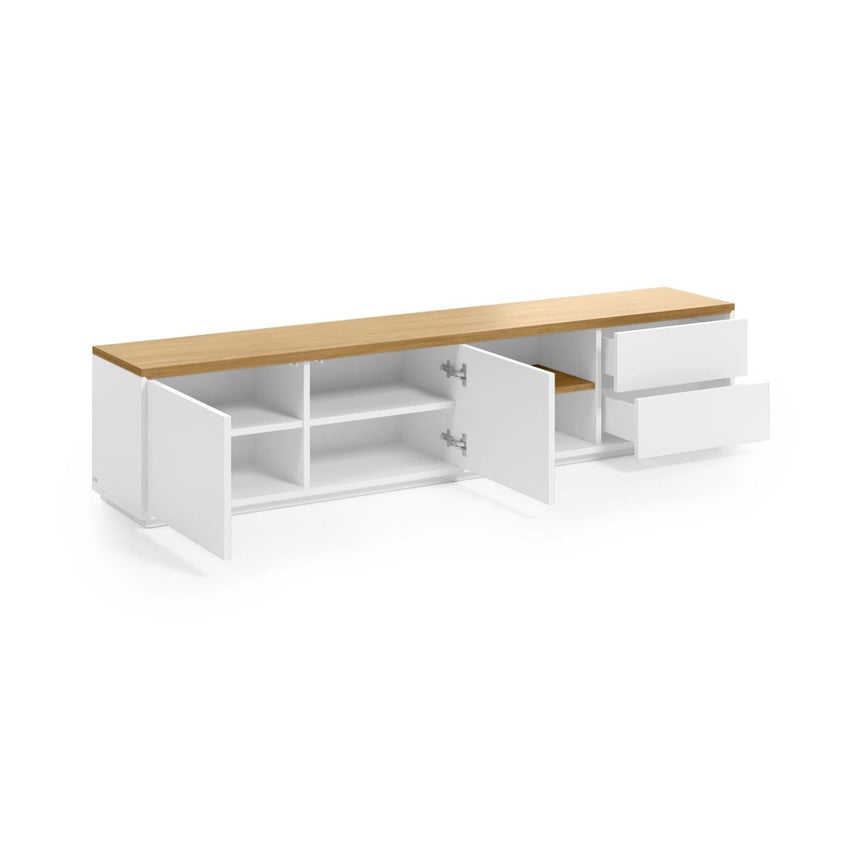 Abilen TV-Schrank 2 Türen 2 Schubladen Eichenfurnier weiße Lackierung 200 x 44 cm FSC 100% von Kave Home – Bild 6