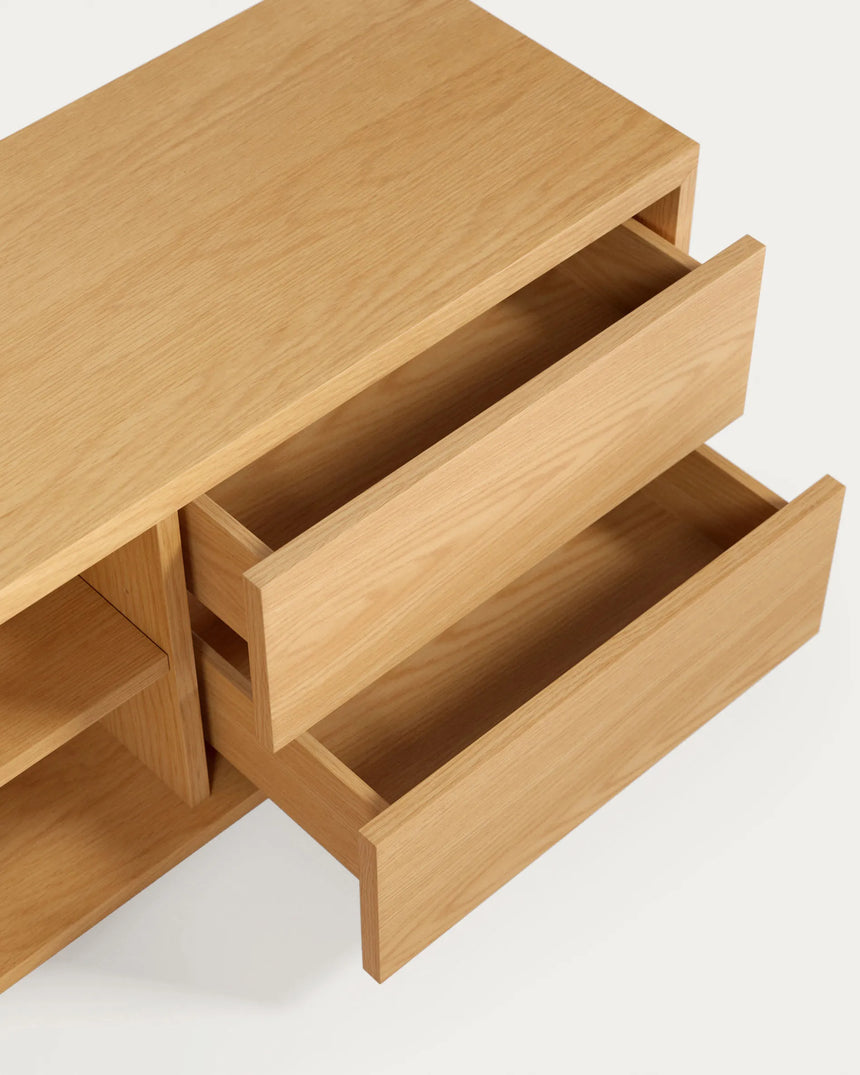 Abilen TV-Schrank 2 Türen und 2 Schubladen aus Eichenfurnier 200 x 44 cm FSC 100% von Kave Home – Produktbild 1