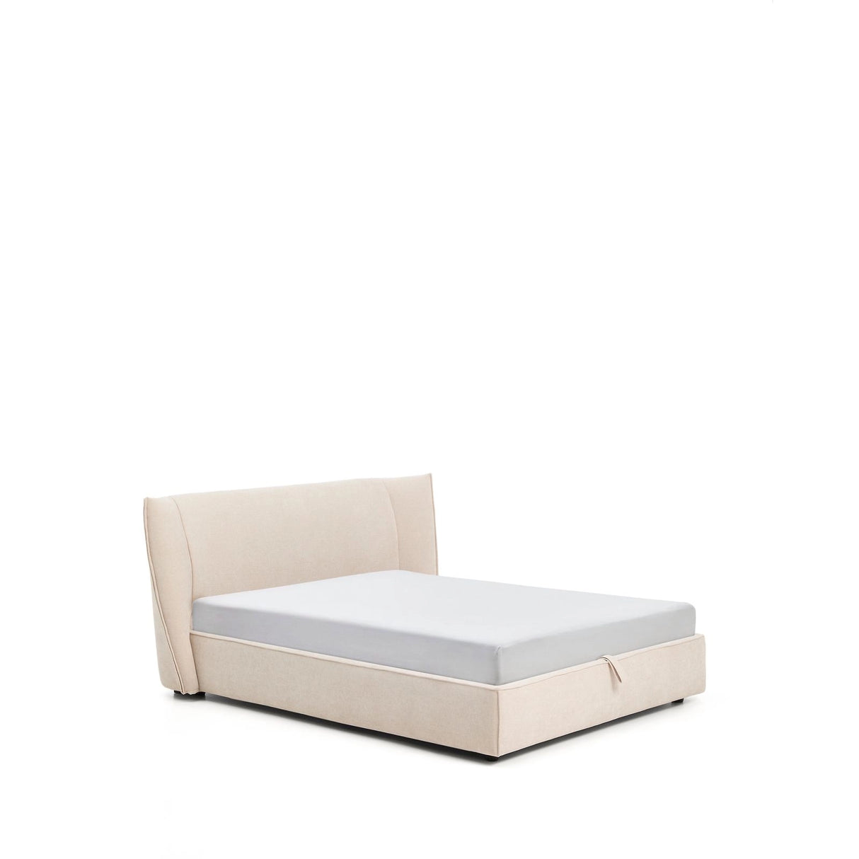 Abziehbares Bett Arvian aus beigefarbener Chenille mit Klappbettkasten für eine Matratze von 160 x 200 cm von Kave Home – Produktbild 4