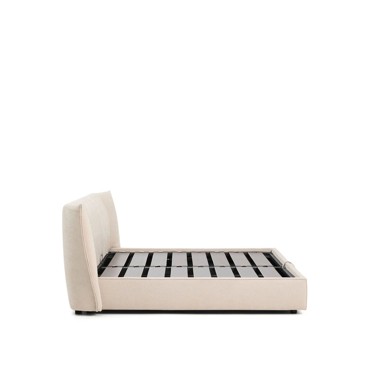 Abziehbares Bett Arvian aus beigefarbener Chenille mit Klappbettkasten für eine Matratze von 180 x 200 cm von Kave Home – Produktbild 7