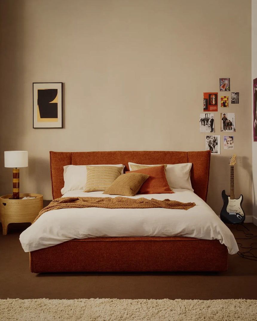 Abziehbares Bett Arvian aus terrakottafarbener Chenille mit Klappbettkasten für eine Matratze von 160 x 200 cm von Kave Home – Bild 2