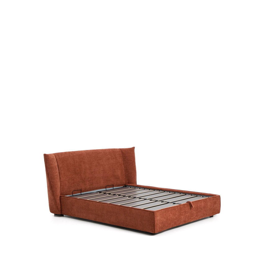 Abziehbares Bett Arvian aus terrakottafarbener Chenille mit Klappbettkasten für eine Matratze von 160 x 200 cm von Kave Home – Bild 6