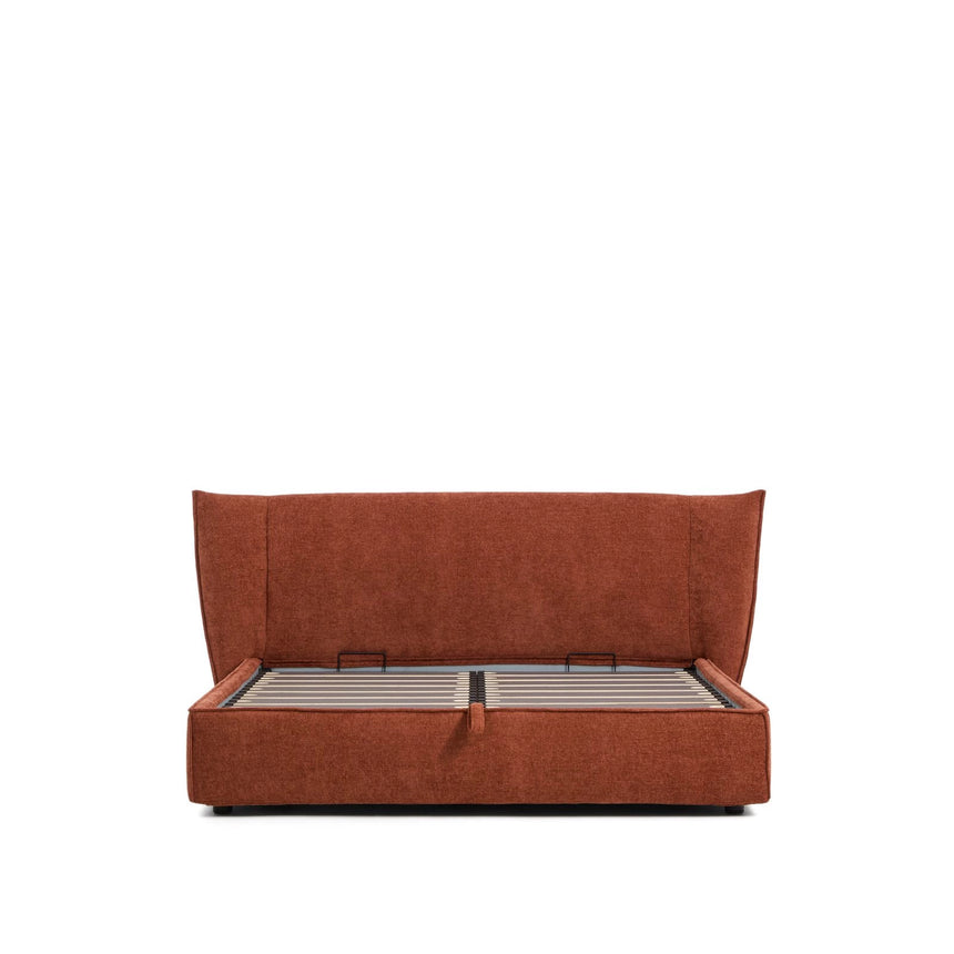 Abziehbares Bett Arvian aus terrakottafarbener Chenille mit Klappbettkasten für eine Matratze von 180 x 200 cm von Kave Home – Bild 6
