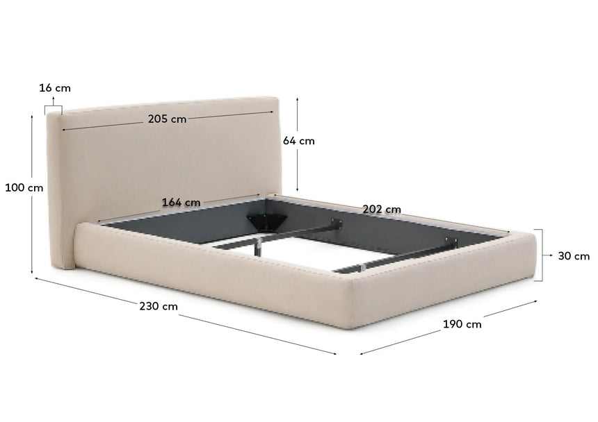 Abziehbares Bett Blok beige für eine 160 x 200 cm große Matratze FSC Mix Credit von Kave Home – Produktbild 6
