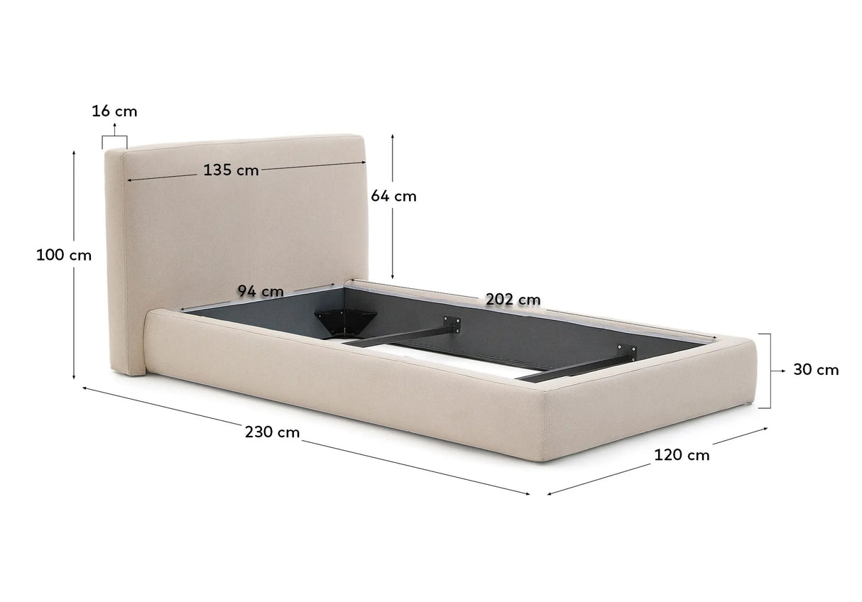 Abziehbares Bett Blok beige für eine 90 x 200 cm große Matratze FSC Mix Credit von Kave Home – Produktbild 5