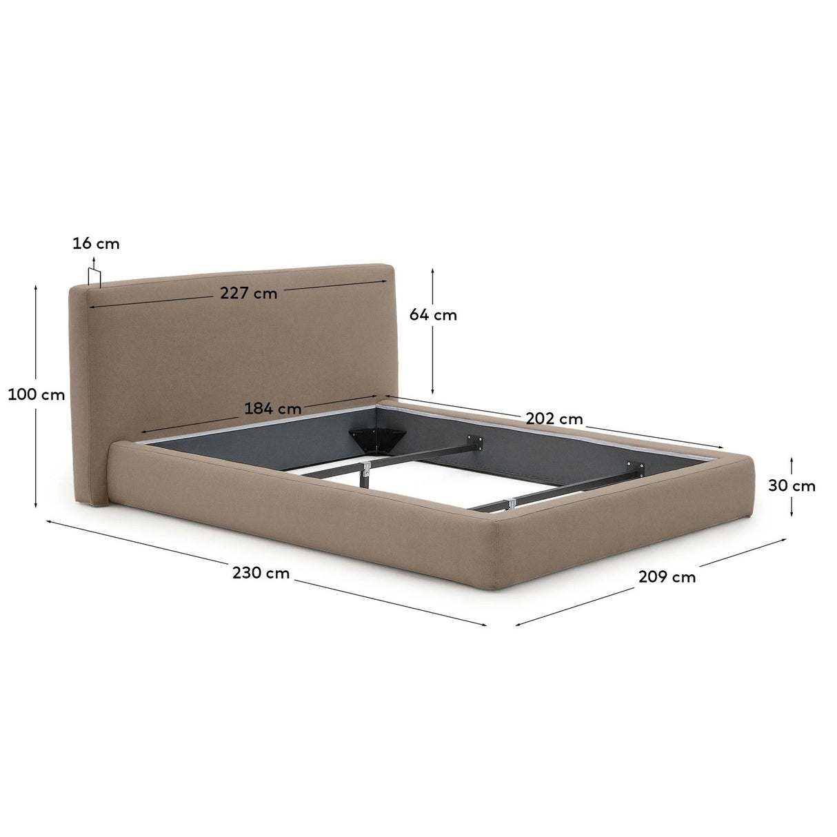 Abziehbares Bett Blok in Braun für Matratzengröße 180 x 200 cm, FSC Mix Credit von Kave Home – Bild 5