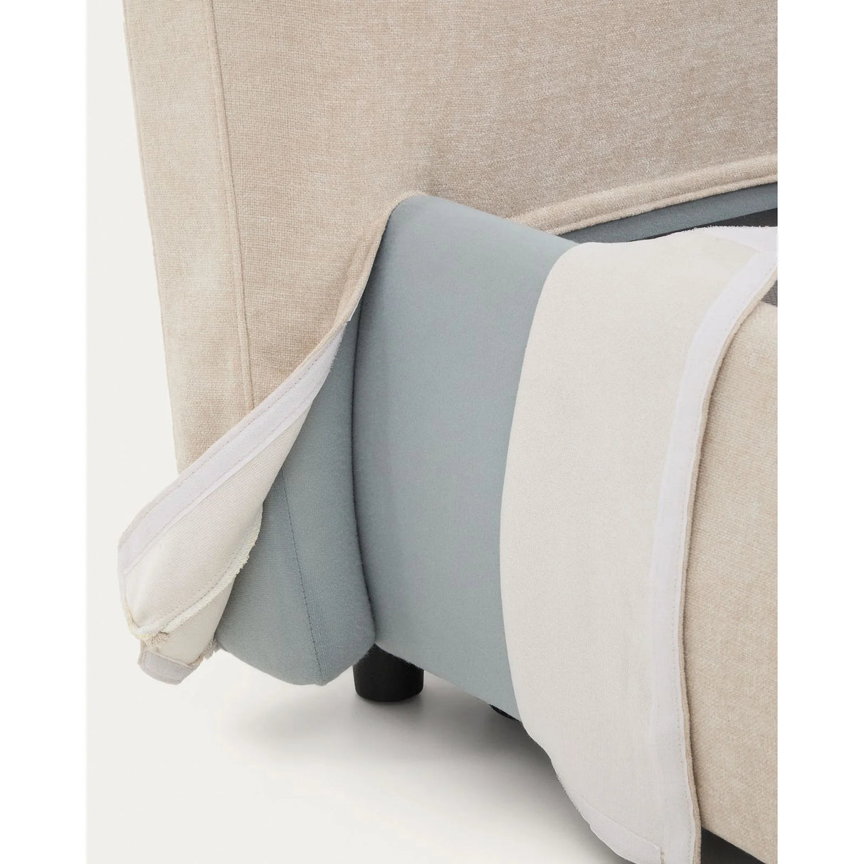 Abziehbares Bett Dafra aus beigefarbener Chenille mit Klappbettkasten für eine Matratze von 160 x 200 cm von Kave Home – Produktbild 11