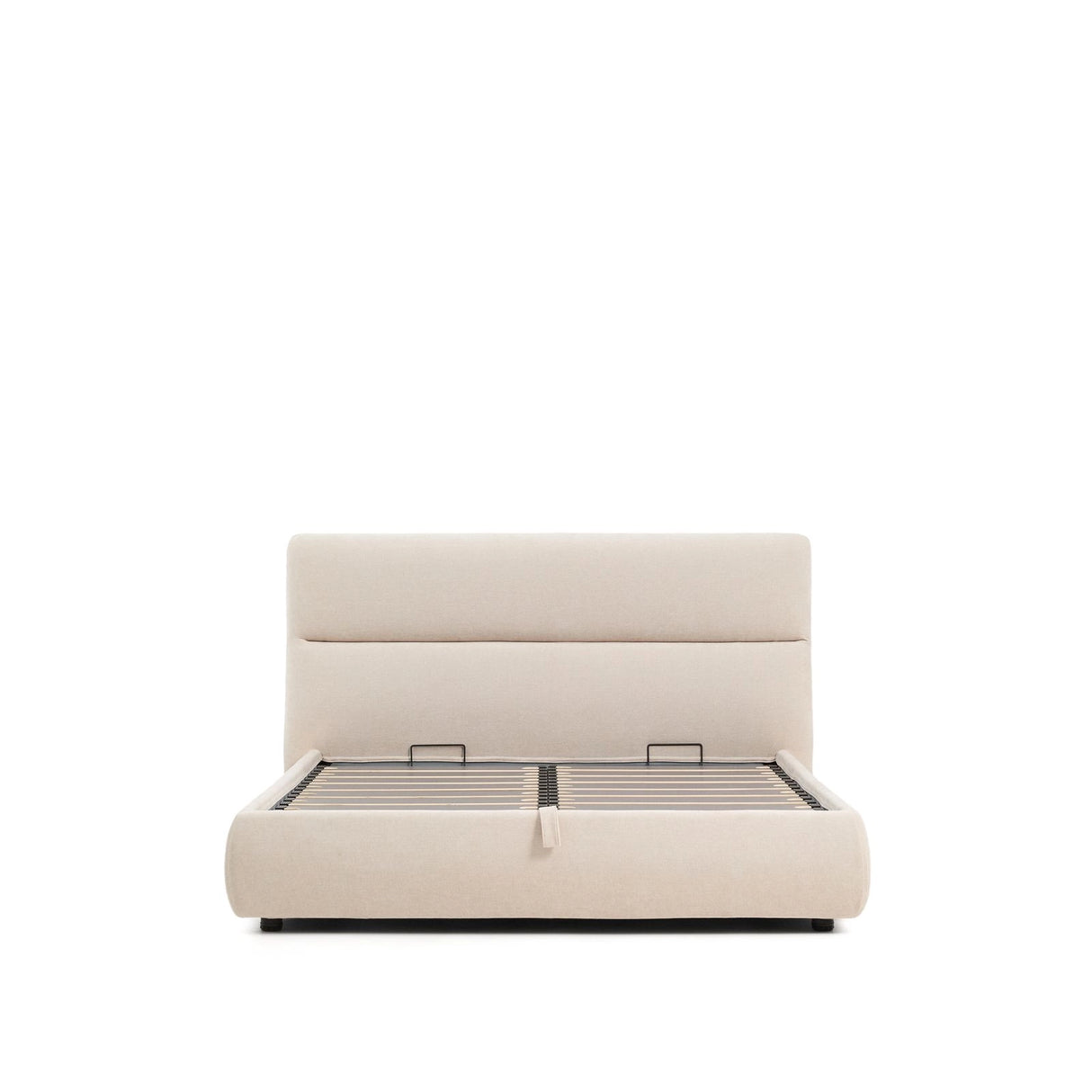 Abziehbares Bett Dafra aus beigefarbener Chenille mit Klappbettkasten für eine Matratze von 160 x 200 cm von Kave Home – Produktbild 6