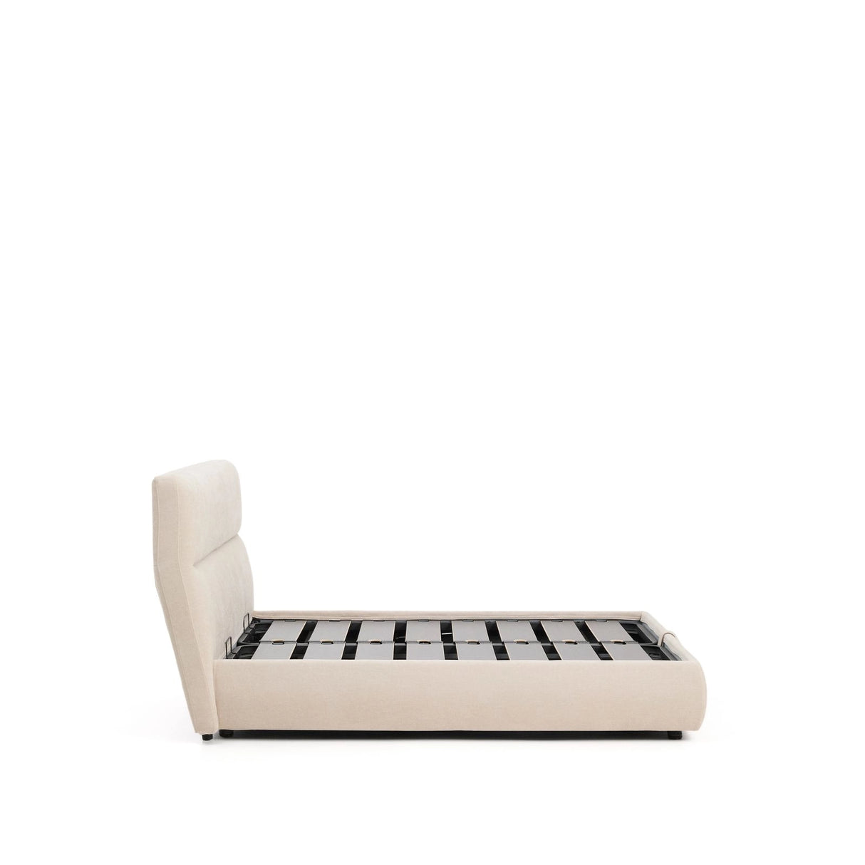 Abziehbares Bett Dafra aus beigefarbener Chenille mit Klappbettkasten für eine Matratze von 160 x 200 cm von Kave Home – Produktbild 8