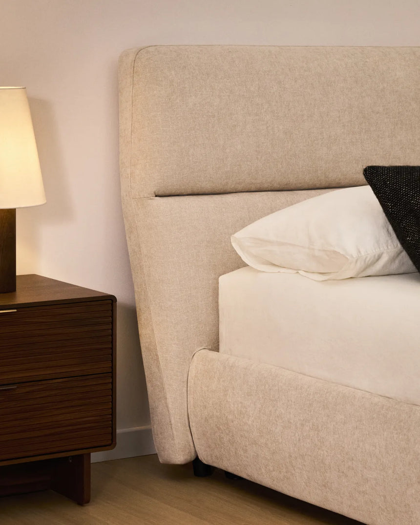 Abziehbares Bett Dafra aus beigefarbener Chenille mit Klappbettkasten für eine Matratze von 180 x 200 cm von Kave Home – Produktbild 3