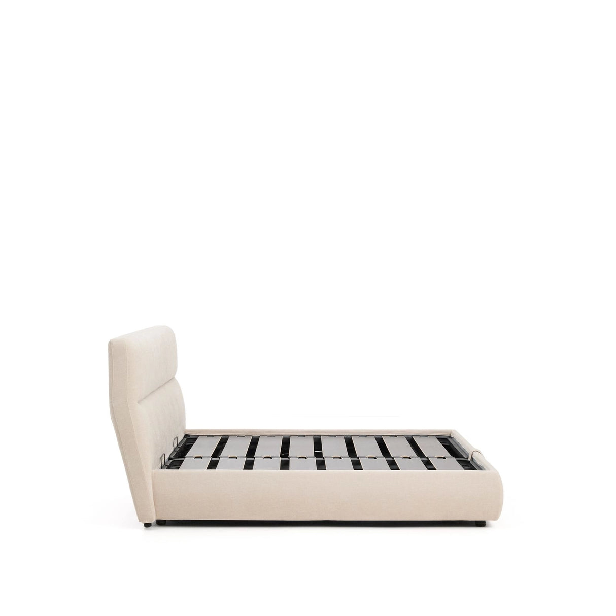 Abziehbares Bett Dafra aus beigefarbener Chenille mit Klappbettkasten für eine Matratze von 180 x 200 cm von Kave Home – Produktbild 8