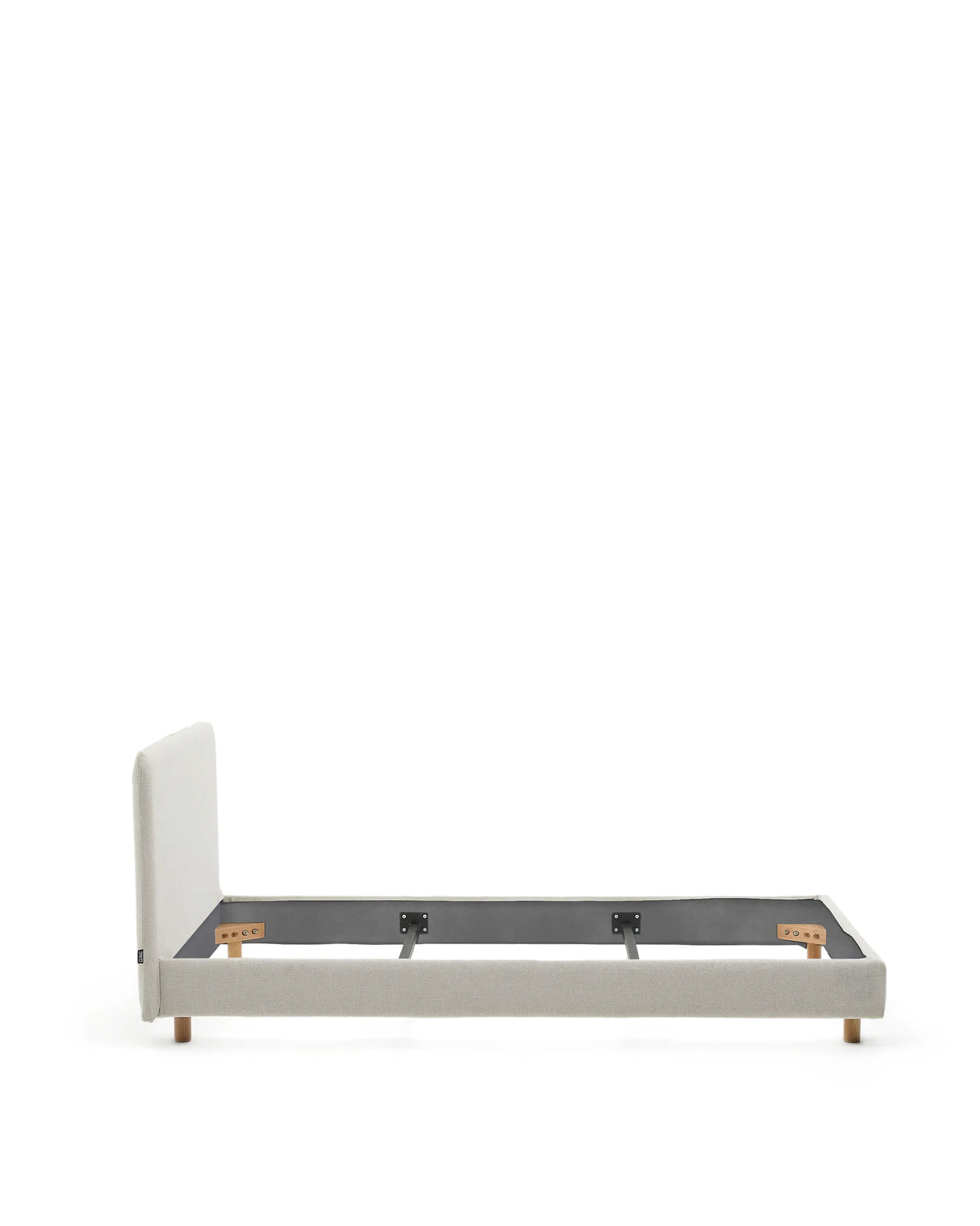 Abziehbares Bett Valma aus perlfarbener Chenille mit Beinen aus massivem Buchenholz für Matratze von 90 x 200 cm von Kave Home – Produktbild 10