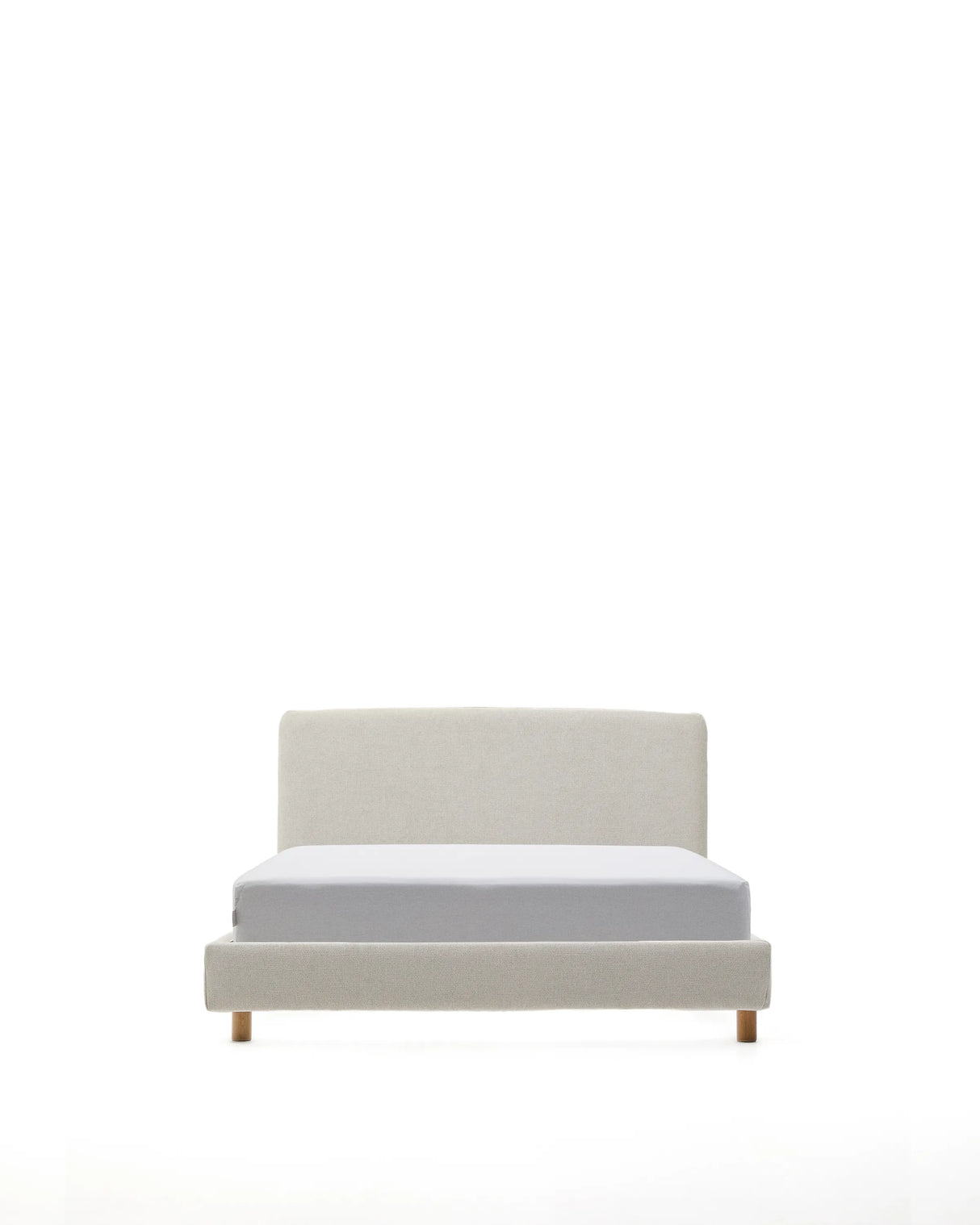 Abziehbares Bett Valma aus perlfarbener Chenille mit Beinen aus massivem Buchenholz für Matratze von 90 x 200 cm von Kave Home – Produktbild 8