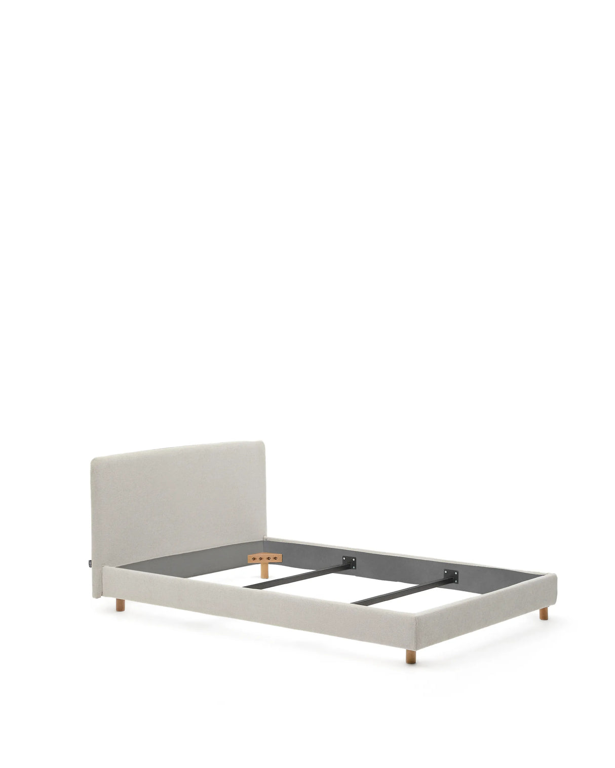 Abziehbares Bett Valma aus perlfarbener Chenille mit Beinen aus massivem Buchenholz für Matratze von 90 x 200 cm von Kave Home – Produktbild 9