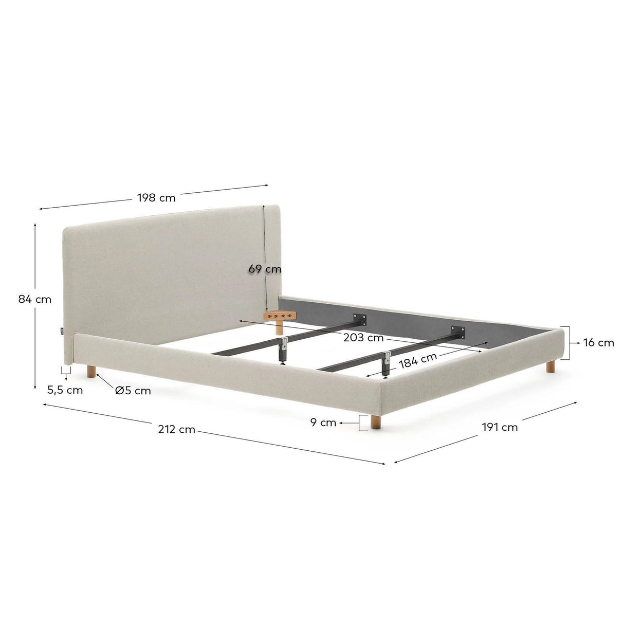 Abziehbares Bett Valma mit brauner Chenille und Beinen aus massivem Buchenholz für Matratzengröße 180 x 200 cm von Kave Home – Bild 4