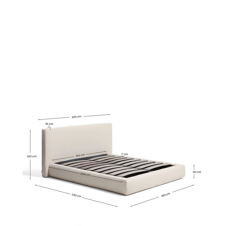 Abziehbares Bett mit aufklappbarem Bettkasten Blok in Écru für Matratzengröße 160 x 200 cm, FSC Mix Credit von Kave Home – Bild 6