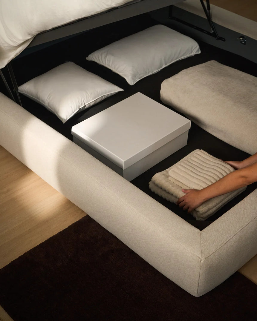 Abziehbares Bett mit aufklappbarem Bettkasten Blok in Écru für Matratzengröße 180 x 200 cm, FSC Mix Credit von Kave Home – Bild 3