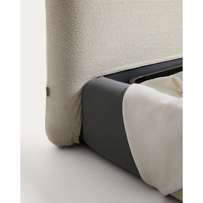 Abziehbares Bett mit aufklappbarem Bettkasten Martina in ecrufarbener Chenille für Matratzengröße 90 x 200 cm von Kave Home – Bild 11