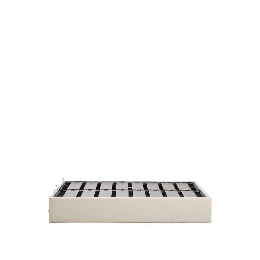 Abziehbares, aufklappbares Bett mit Stauraum Nelzi für Matratzengröße 150 x 200 cm in ecrufarbener Chenille, 100 % FSC von Kave Home – Produktbild 10
