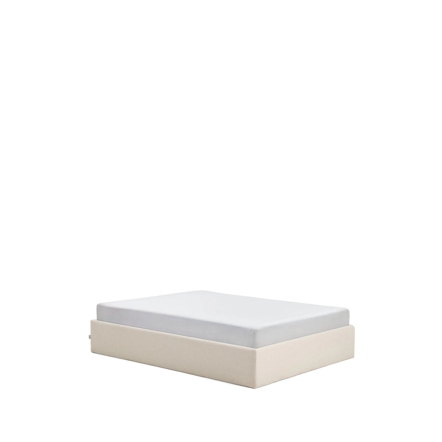 Abziehbares, aufklappbares Bett mit Stauraum Nelzi für Matratzengröße 150 x 200 cm in ecrufarbener Chenille, 100 % FSC von Kave Home – Produktbild 6