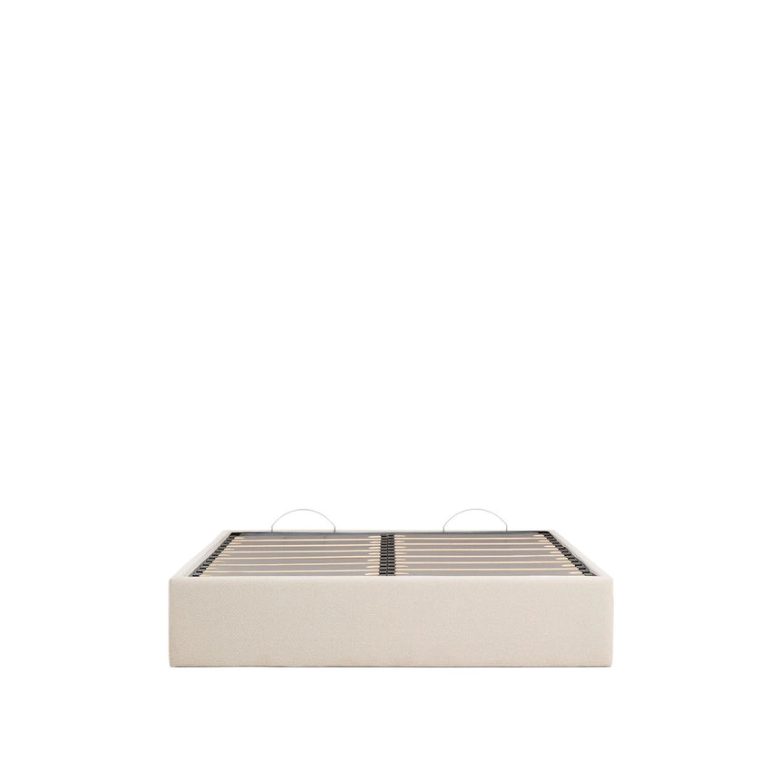 Abziehbares, aufklappbares Bett mit Stauraum Nelzi für Matratzengröße 150 x 200 cm in ecrufarbener Chenille, 100 % FSC von Kave Home – Produktbild 7