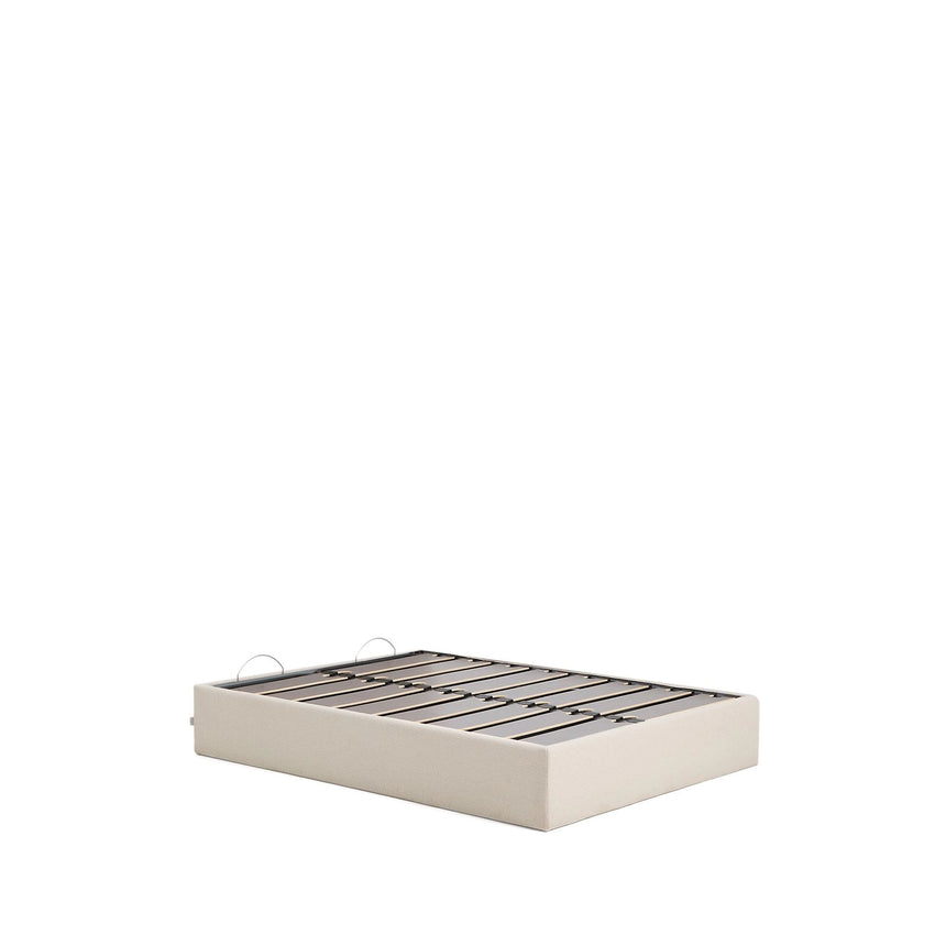Abziehbares, aufklappbares Bett mit Stauraum Nelzi für Matratzengröße 150 x 200 cm in ecrufarbener Chenille, 100 % FSC von Kave Home – Produktbild 9