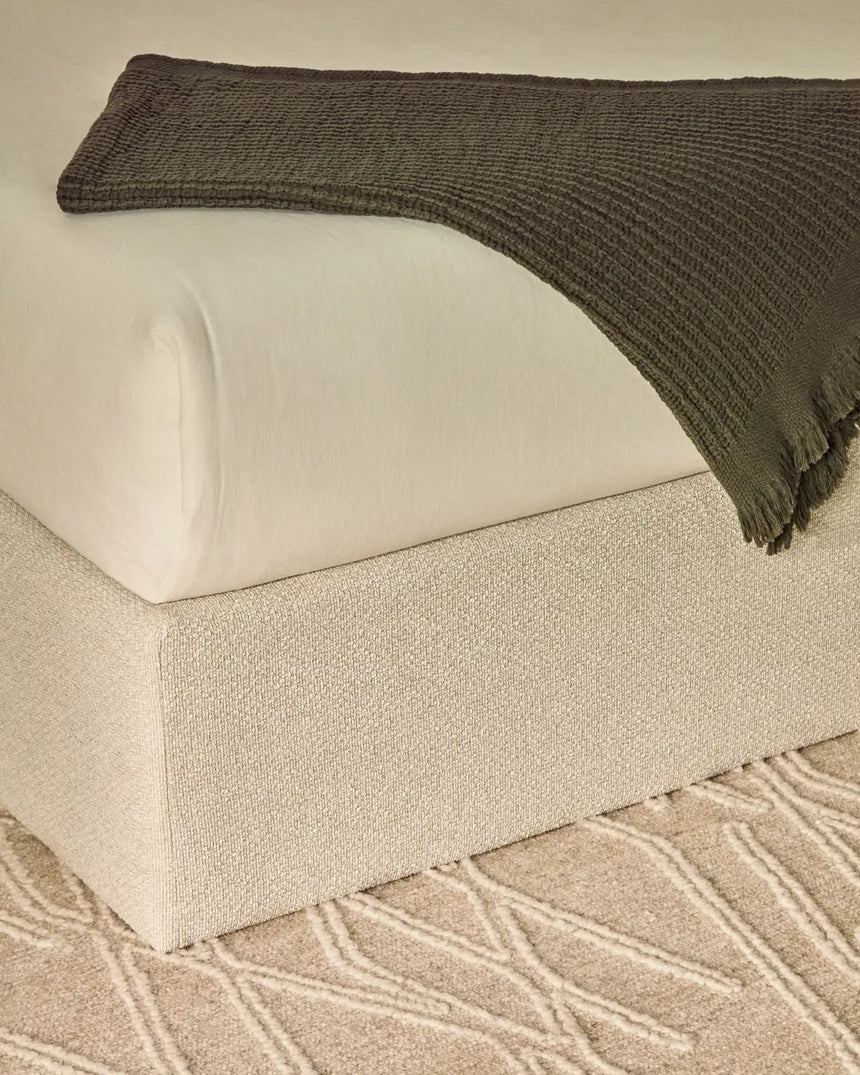 Abziehbares, aufklappbares Bett mit Stauraum Nelzi für Matratzengröße 160 x 200 cm in ecrufarbener Chenille, 100 % FSC von Kave Home – Produktbild 7