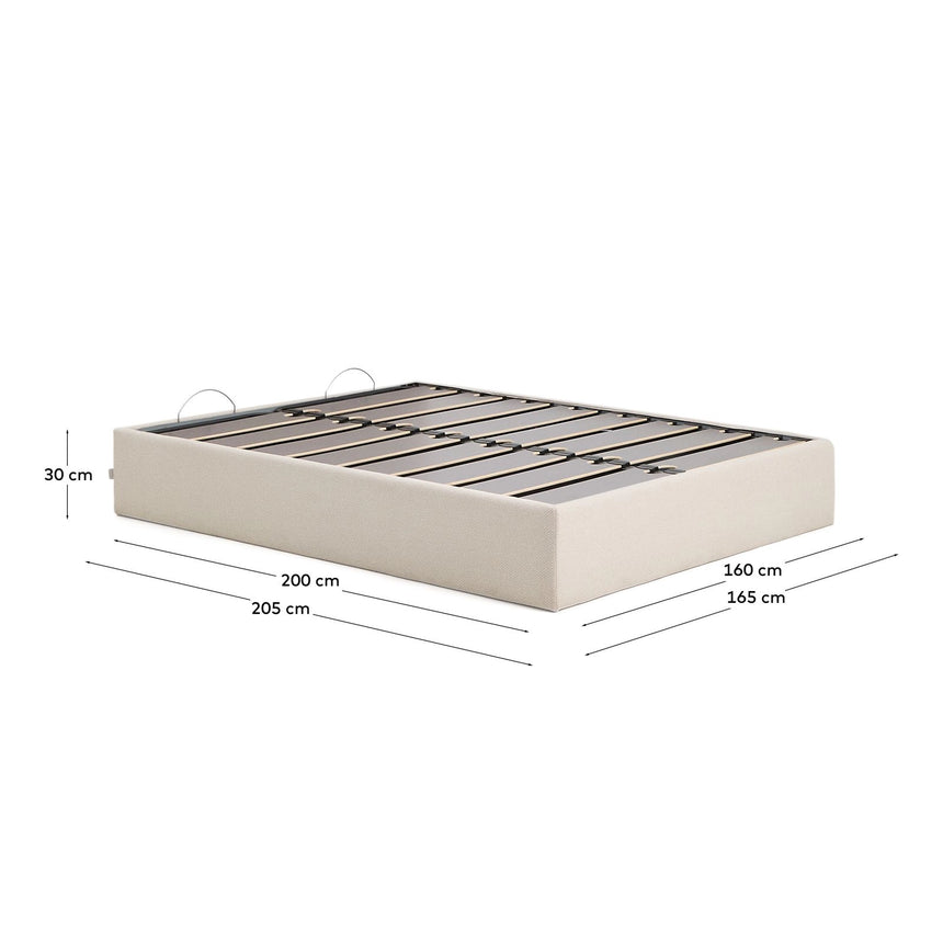 Abziehbares, aufklappbares Bett mit Stauraum Nelzi für Matratzengröße 160 x 200 cm in ecrufarbener Chenille, 100 % FSC von Kave Home – Produktbild 9