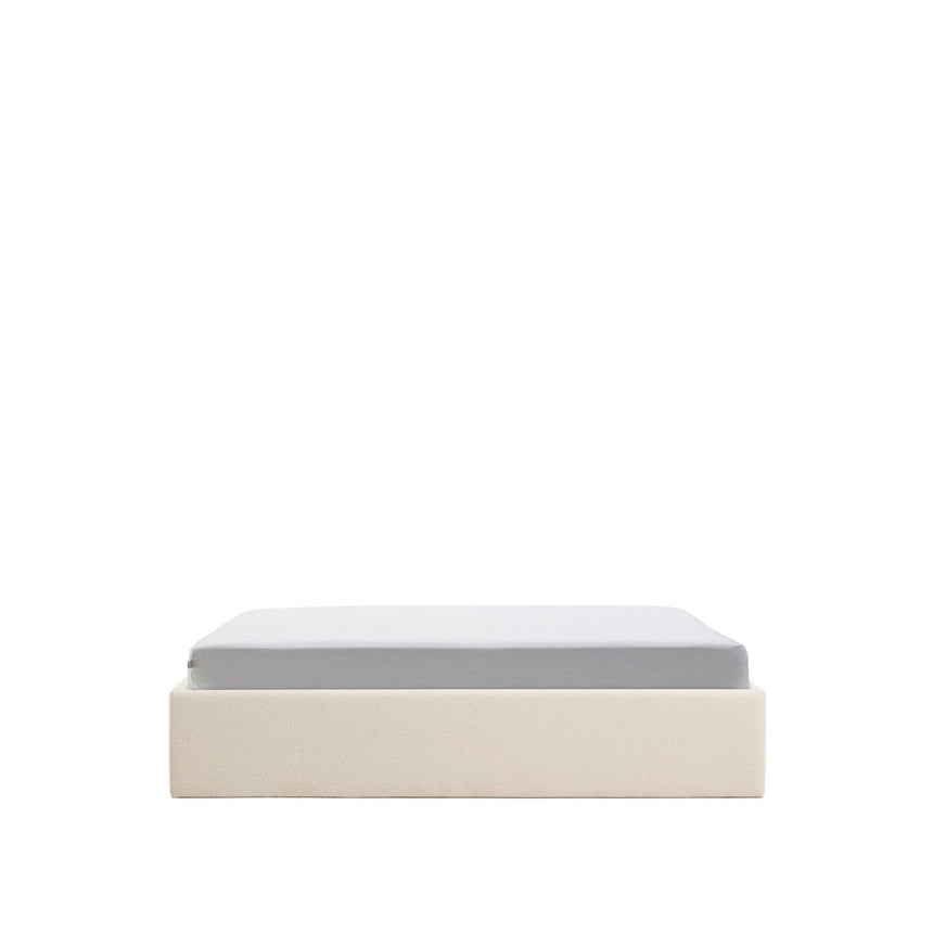 Abziehbares, aufklappbares Bett mit Stauraum Nelzi für Matratzengröße 180 x 200 cm in ecrufarbener Chenille, 100 % FSC von Kave Home – Produktbild 1