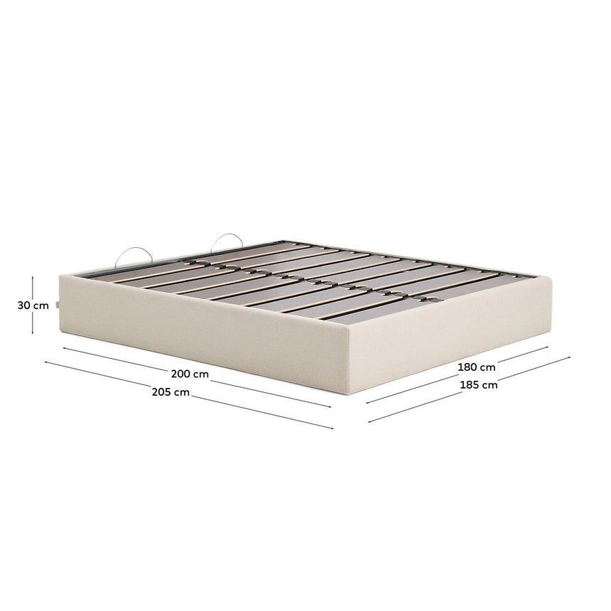 Abziehbares, aufklappbares Bett mit Stauraum Nelzi für Matratzengröße 180 x 200 cm in ecrufarbener Chenille, 100 % FSC von Kave Home – Produktbild 4