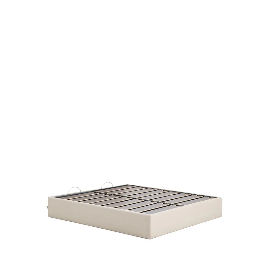 Abziehbares, aufklappbares Bett mit Stauraum Nelzi für Matratzengröße 180 x 200 cm in ecrufarbener Chenille, 100 % FSC von Kave Home – Produktbild 8