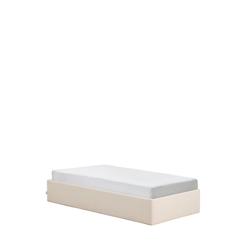 Abziehbares, aufklappbares Bett mit Stauraum Nelzi für Matratzengröße 90 x 200 cm in ecrufarbener Chenille, 100 % FSC von Kave Home – Produktbild 5
