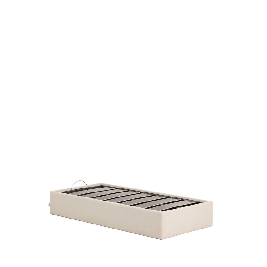 Abziehbares, aufklappbares Bett mit Stauraum Nelzi für Matratzengröße 90 x 200 cm in ecrufarbener Chenille, 100 % FSC von Kave Home – Produktbild 7