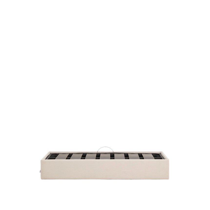 Abziehbares, seitlich aufklappbares Bett mit Stauraum Nelzi für Matratzengröße 90 x 200 cm in ecrufarbener Chenille, 100 % FSC von Kave Home – Produktbild 8